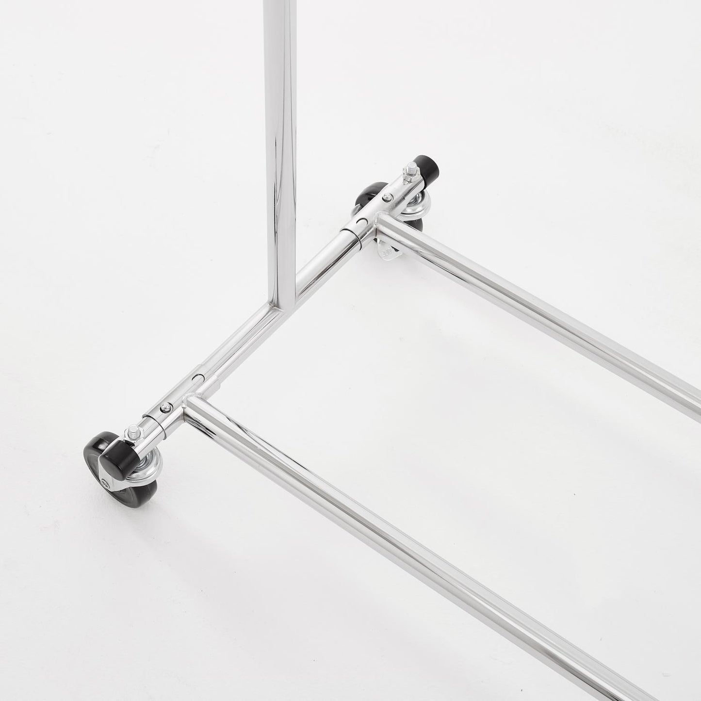 Heavy Duty Chrome Clothes Rail Adjustable Width Height with Shelf Locking Wheels
