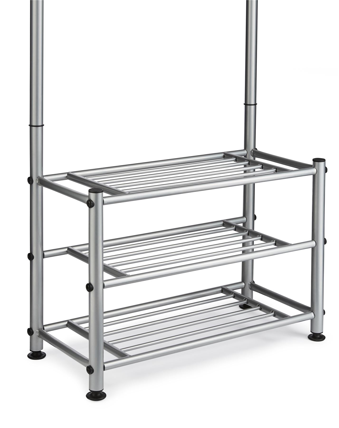 Multi Purpose Stand 18 Hooks For Clothes Shoes Hats Bags - Grey