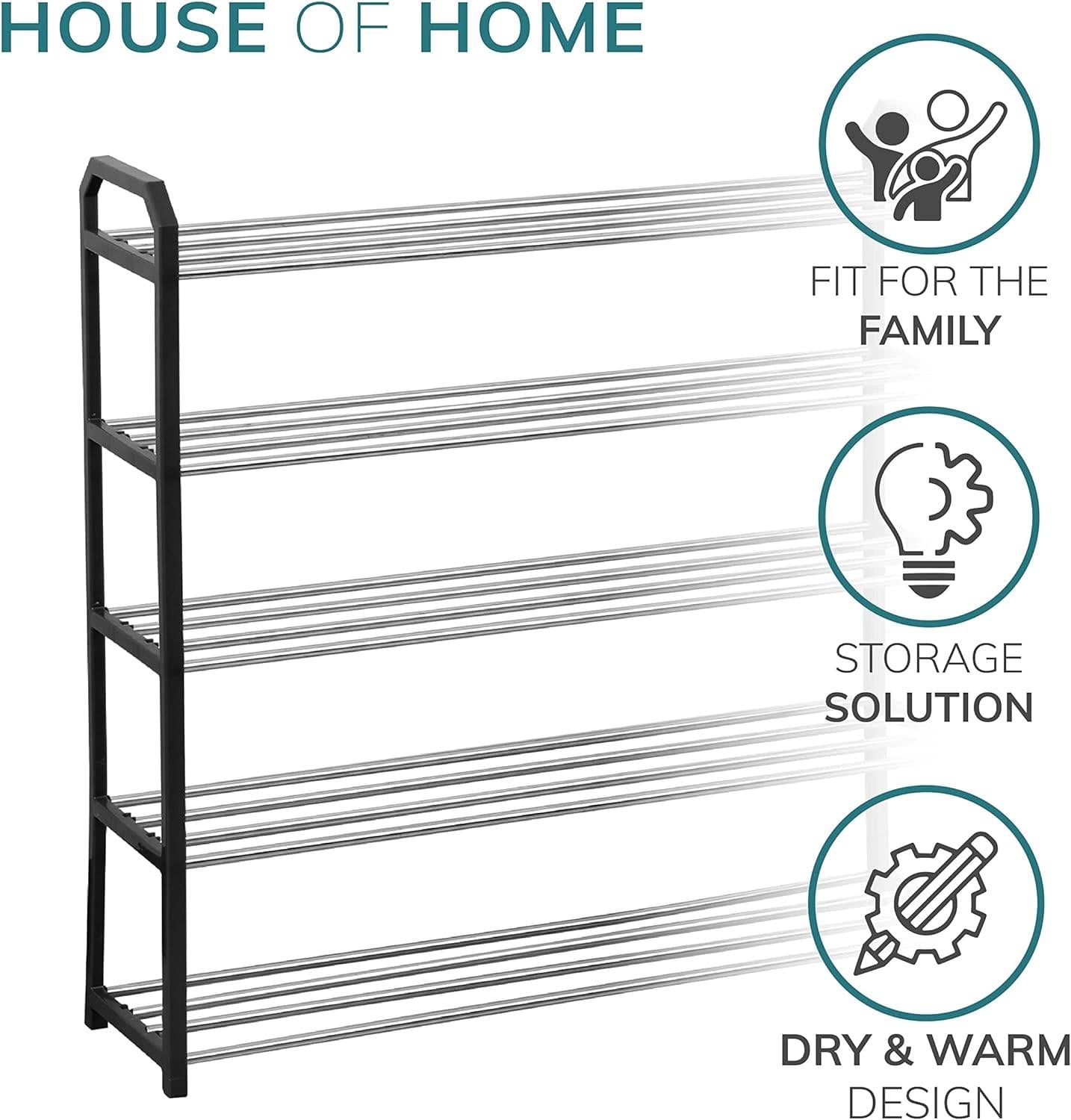 5 Tier Shoe Rack in Black