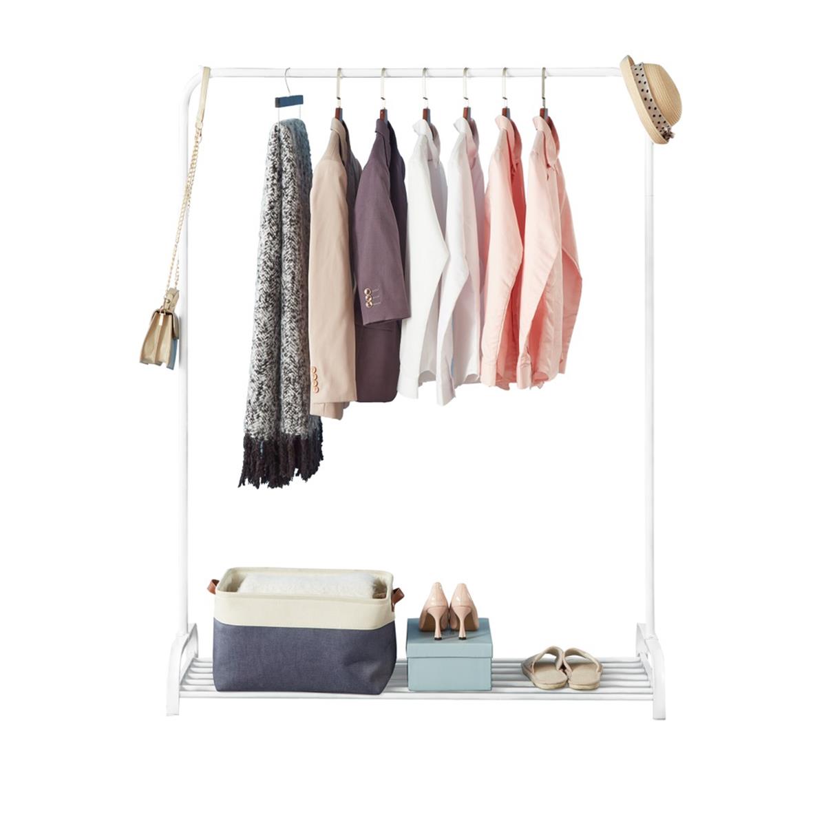 Clothes Rail Garment Rack With Shoe Storage Shelf Adjustable Feet Easy Build