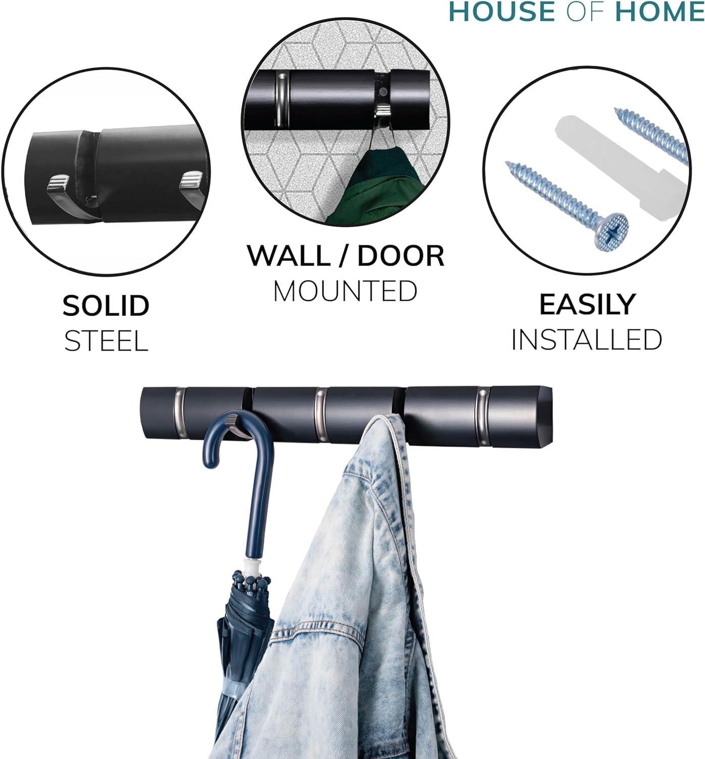5 Door Hooks In Nickel On Grey Mountable Board