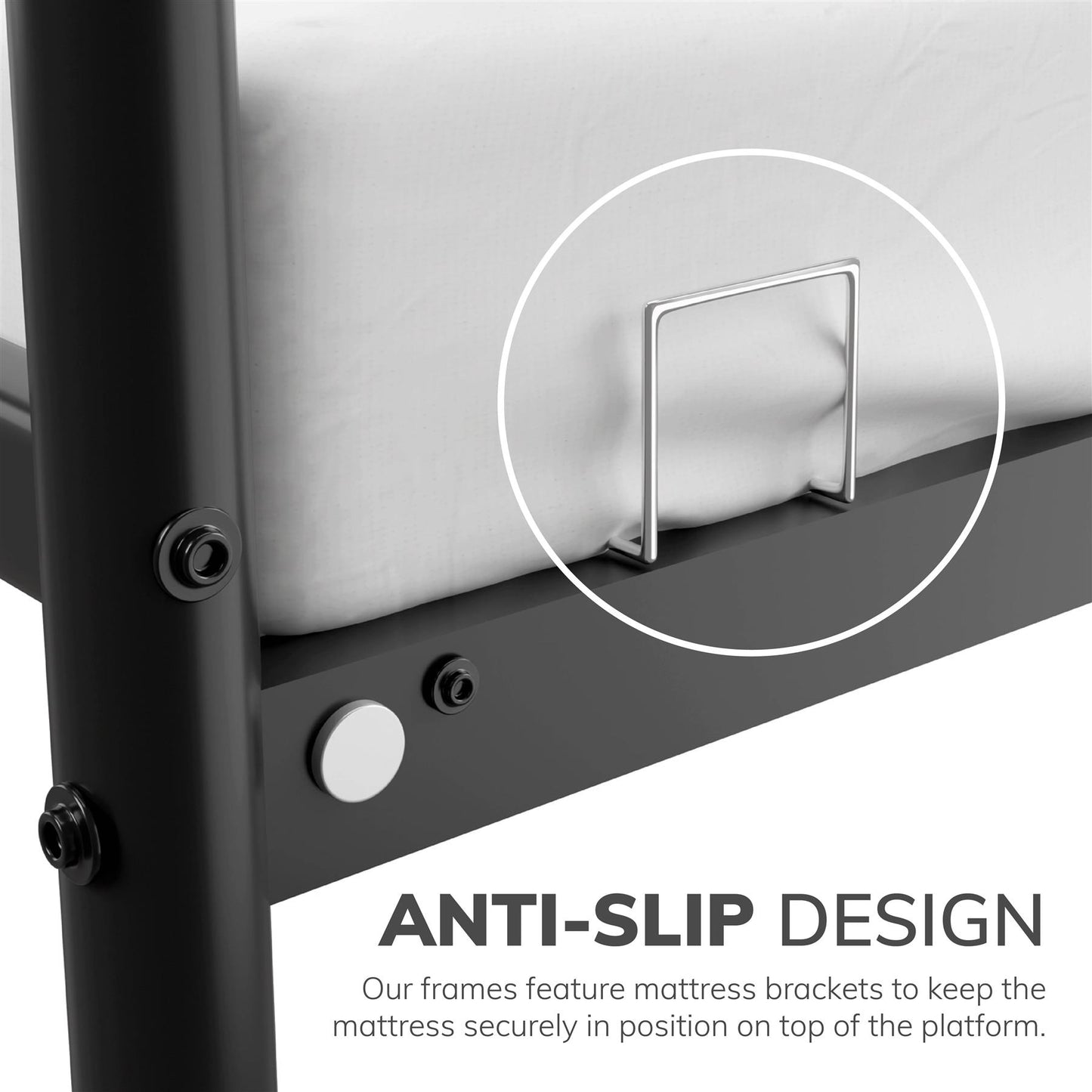 Single Bed Frame Metal Rounded Headboard Easy Assembly Under Bed Base Storage Space