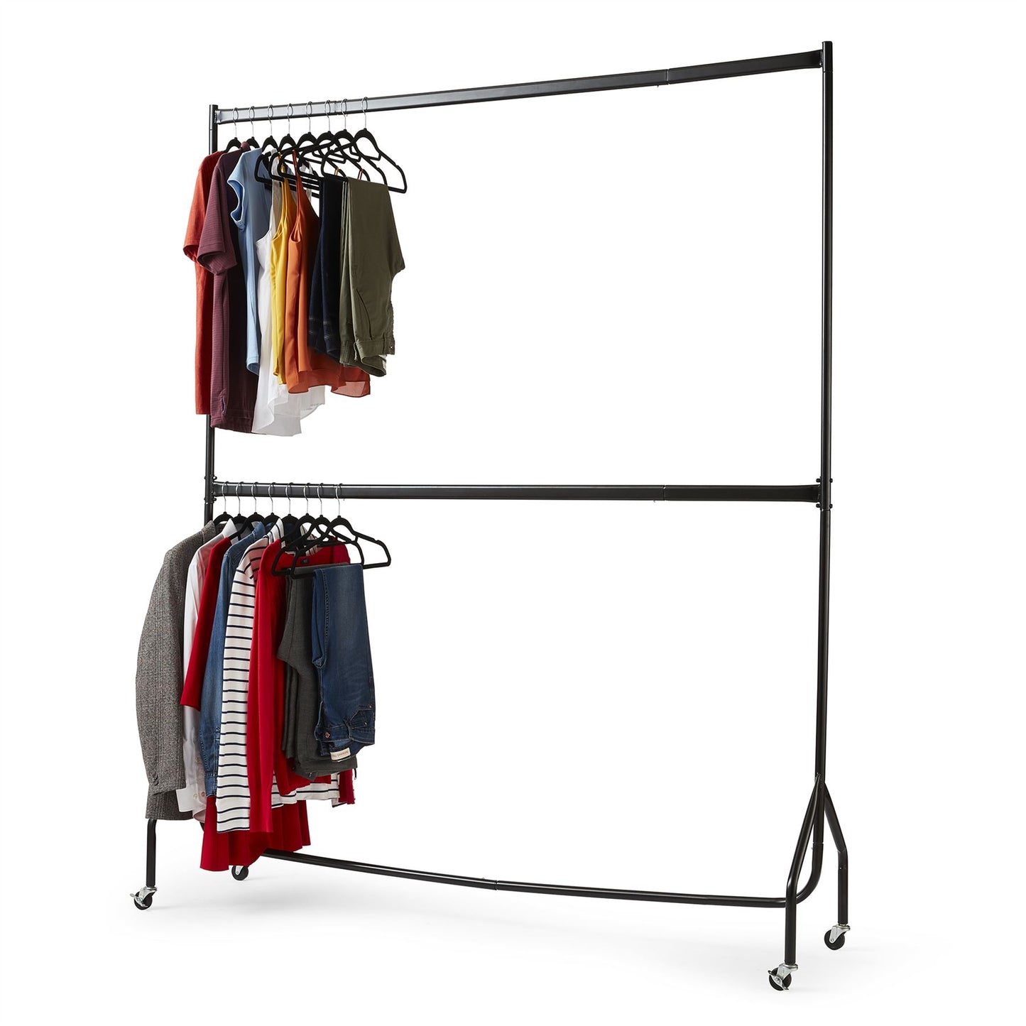 6ft long x 7ft Two Tier Heavy Duty Clothes Rail Garment Hanging Rack In Black