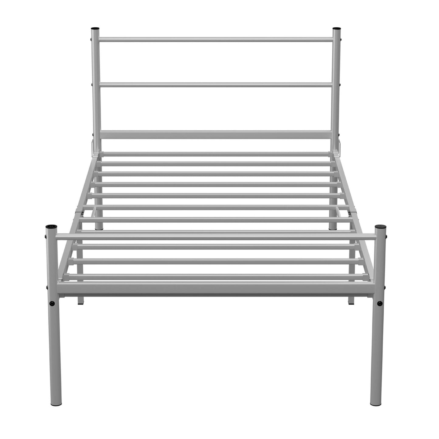 Extra Strong Single Metal Bed Frame Kid Adult Bedroom Silver Easy Assembly