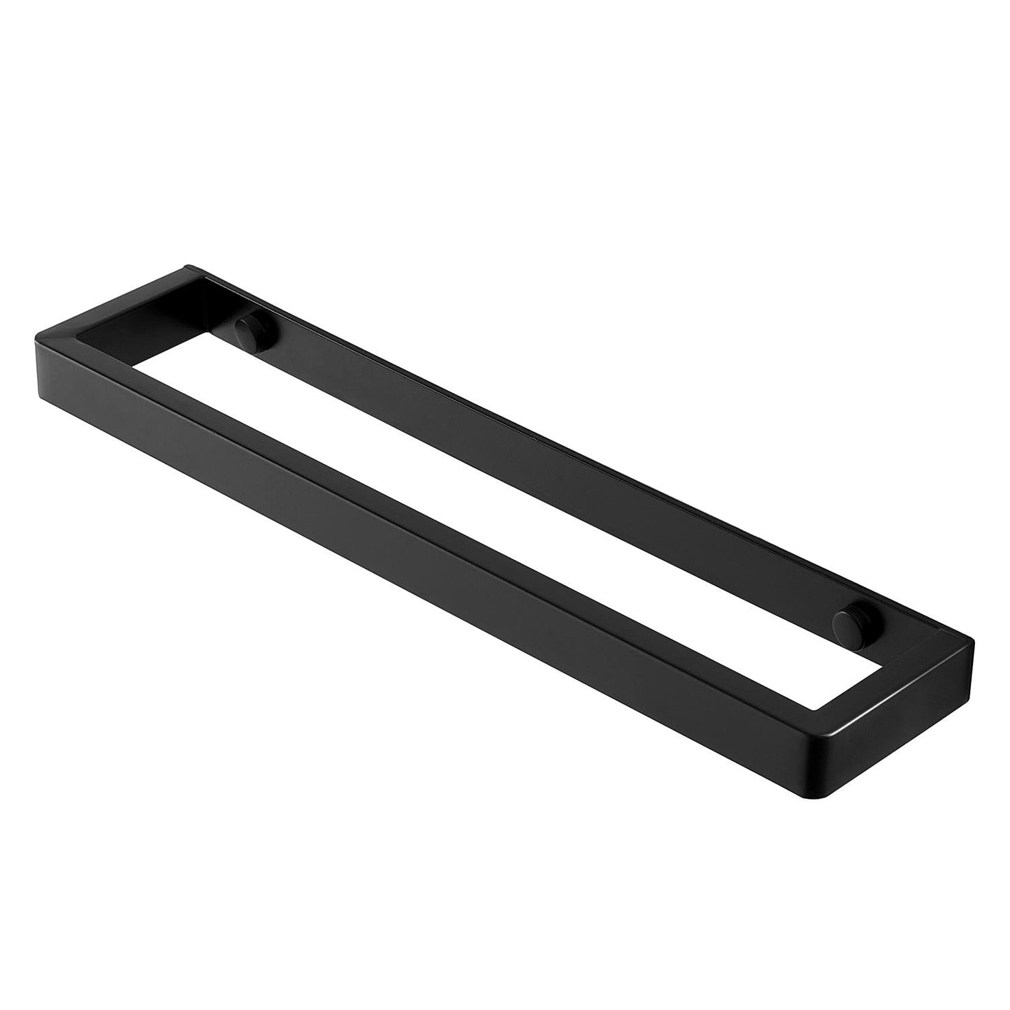 Wall Mounted Black Towel Holder 20cm Rectangle Rail