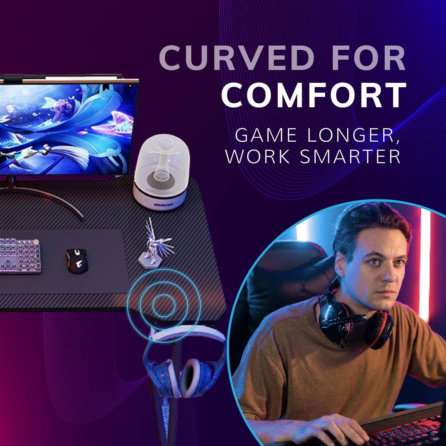 Gaming / Computer Desk – Carbon Fibre Top Black – 80cm L x 60 D x 75 H