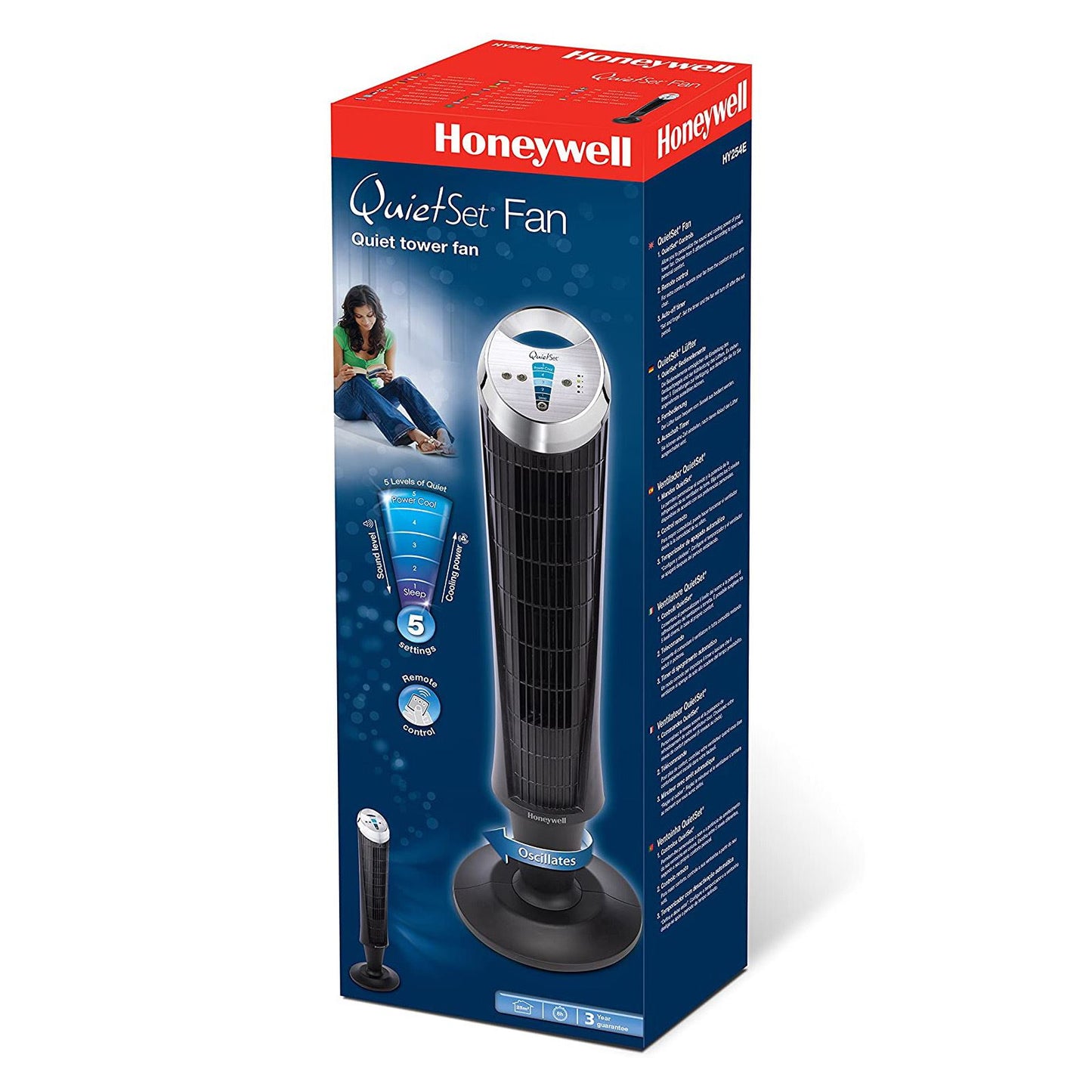 Honeywell HY254E QuietSet Tower Fan UK Plug