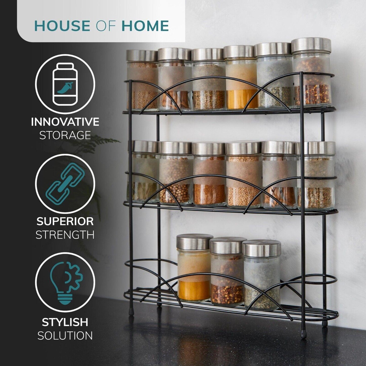Free Standing Spice Rack in Black Powder Coating