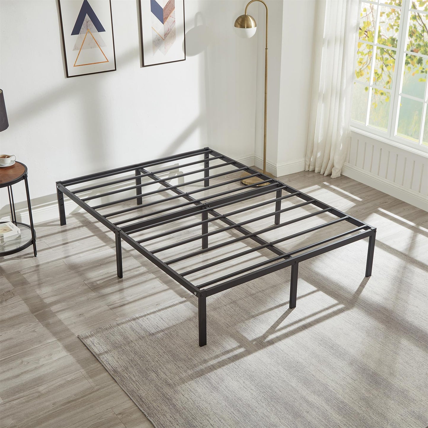 Double Metal Bed Frame Durable Black Powder Coating,
