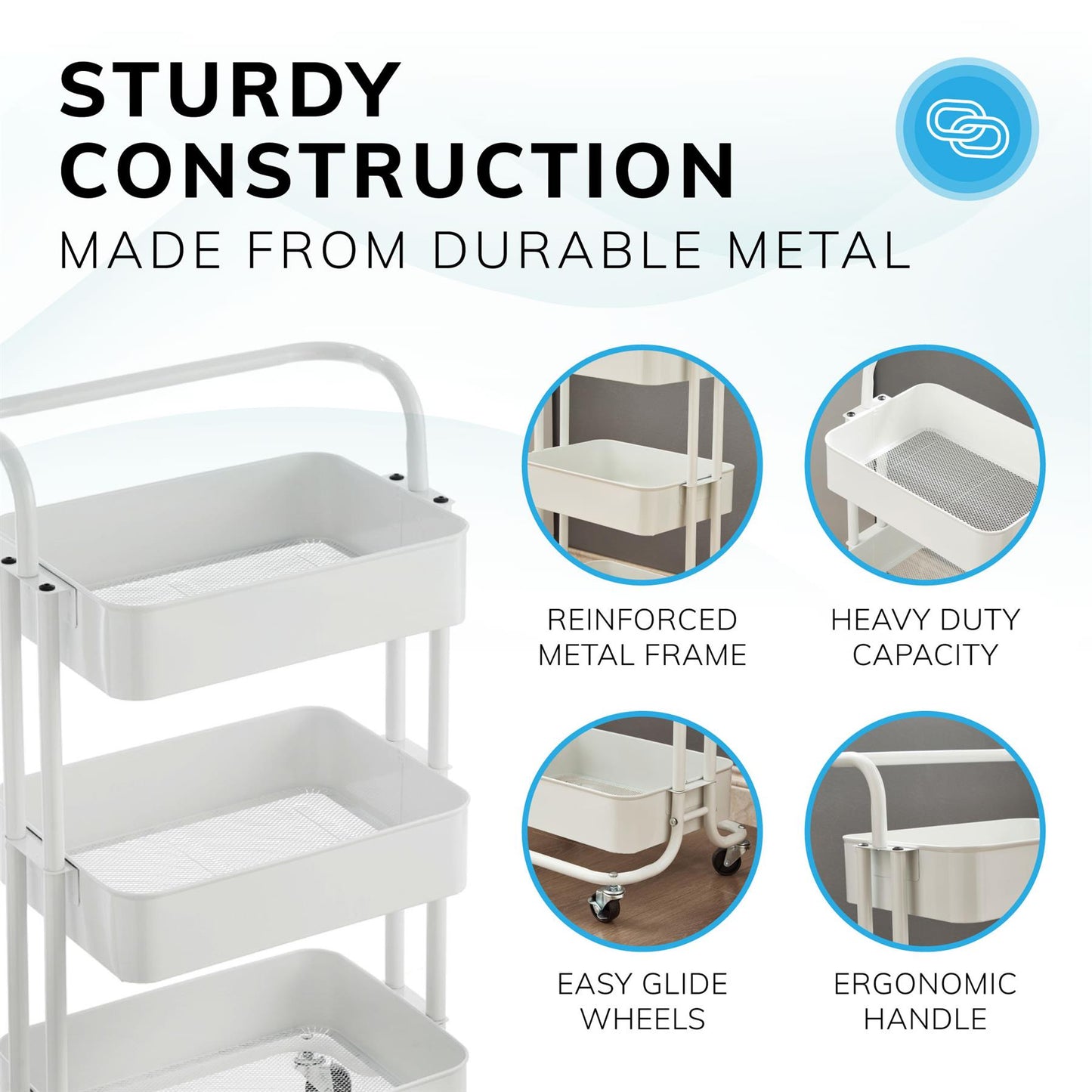 3 Tier Trolley White