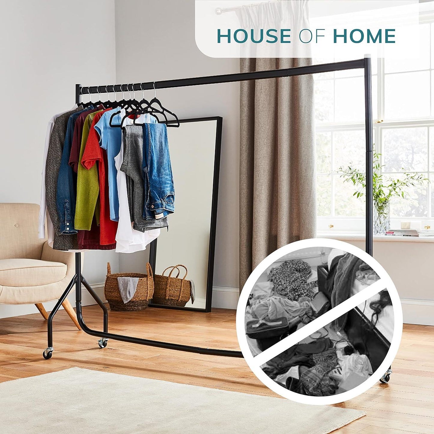 6ft Long x 5ft Tall Quality Heavy Duty Clothes Rail Black