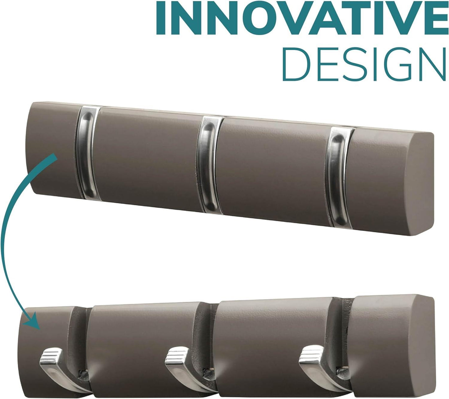 3 Door Hooks In Nickel On Grey Mountable Board