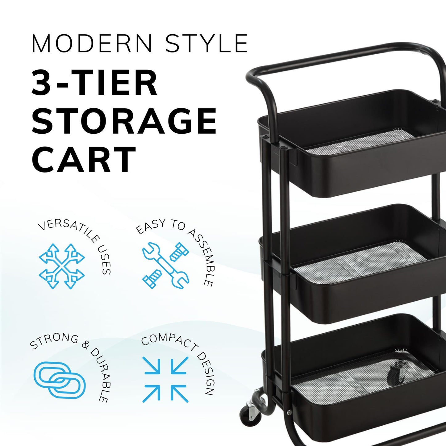 3 Tier Trolley Black