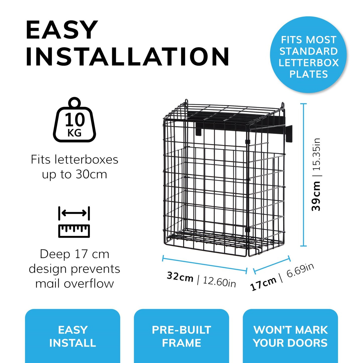 Large Black Letterbox Cage over the Letterbox Fit