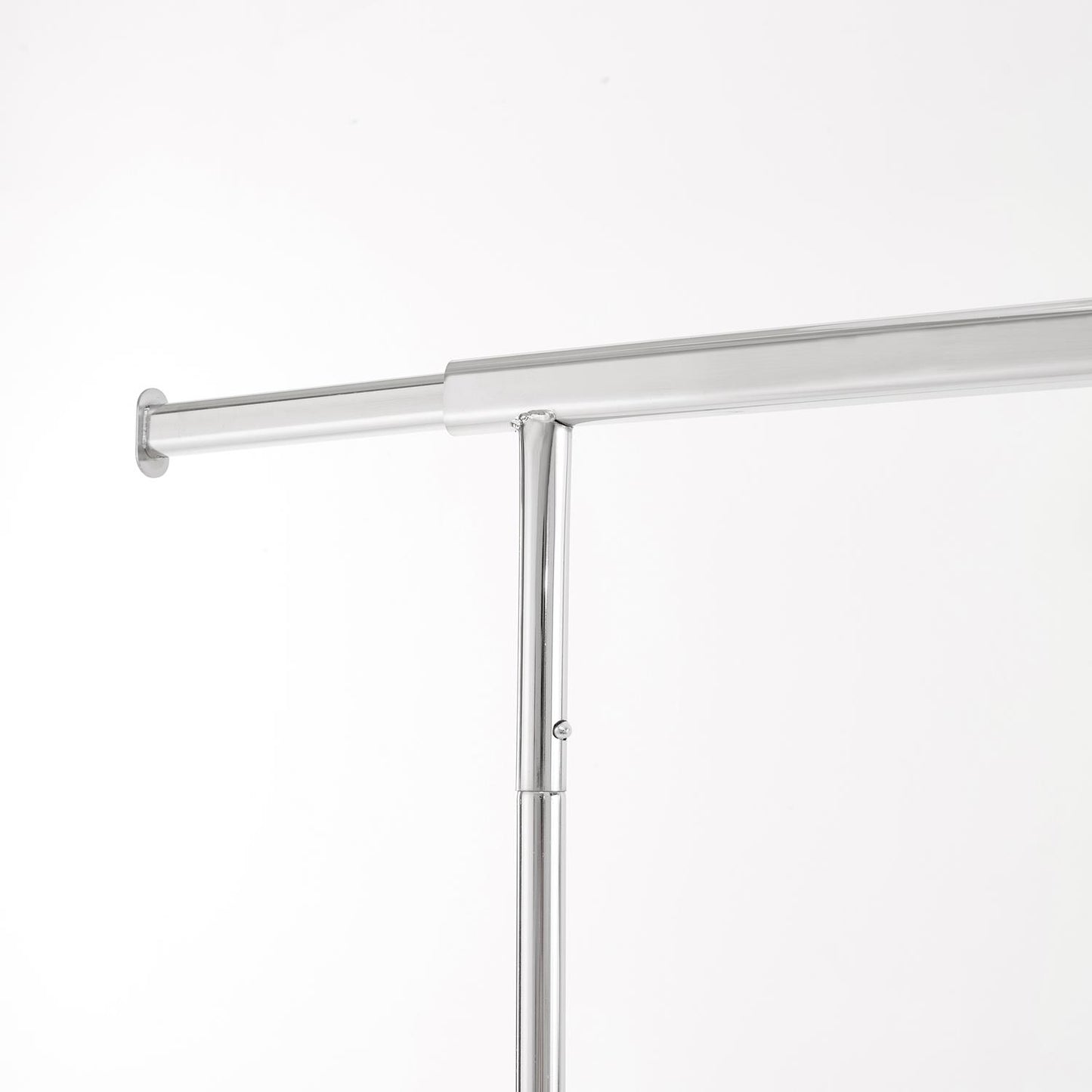 Heavy Duty Chrome Clothes Rail Adjustable Width Height with Shelf Locking Wheels