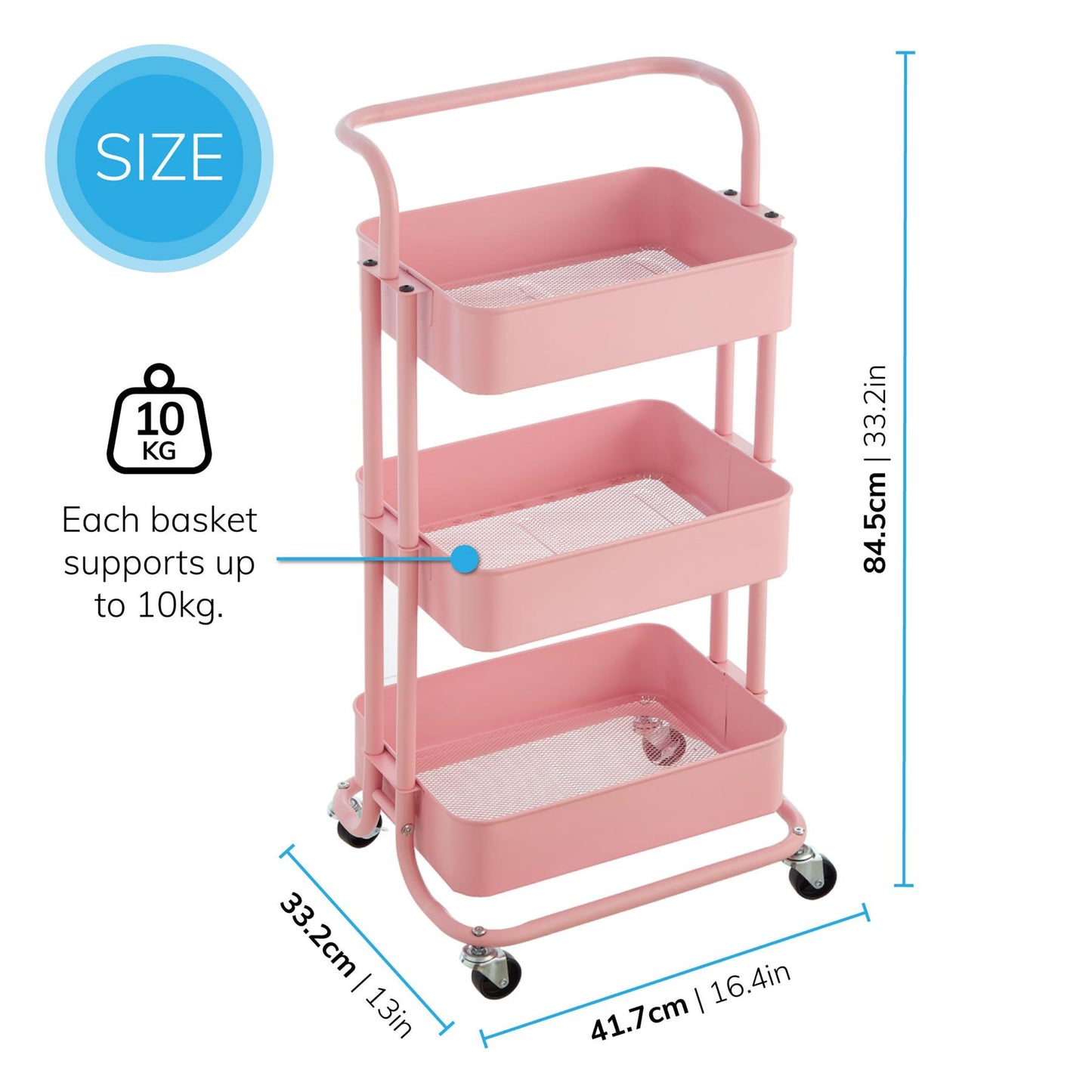 3 Tier Trolley Pink
