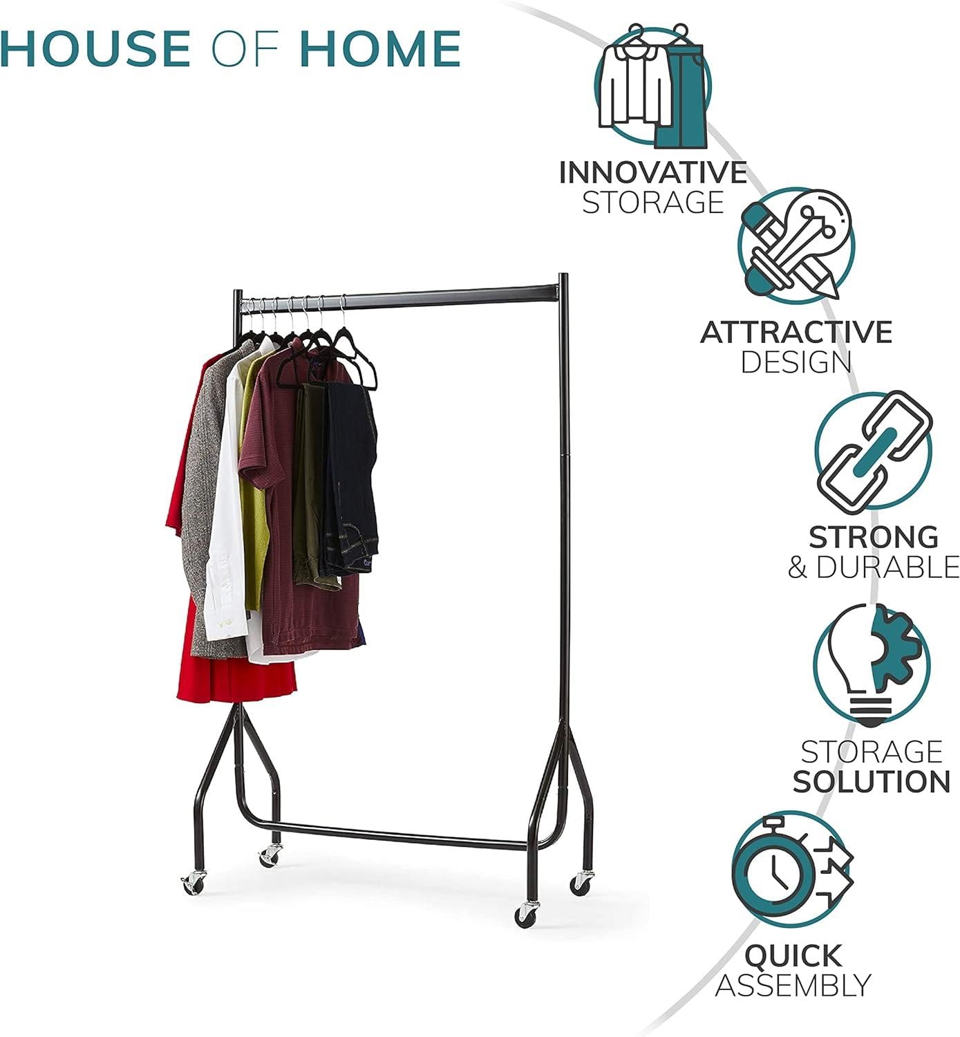 3ft Long x 5ft High Quality Heavy Duty Clothes Rail In Black Metal Construction