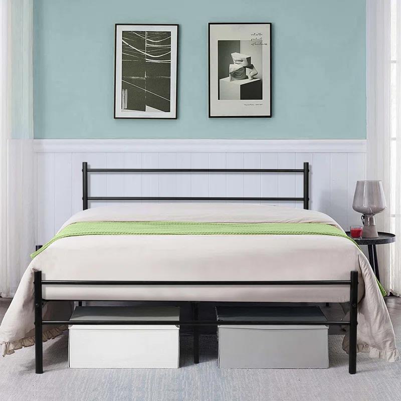 King Size Metal Bed Extra Strong Frame Stylish Bedroom Storage Modern Sturdy Design