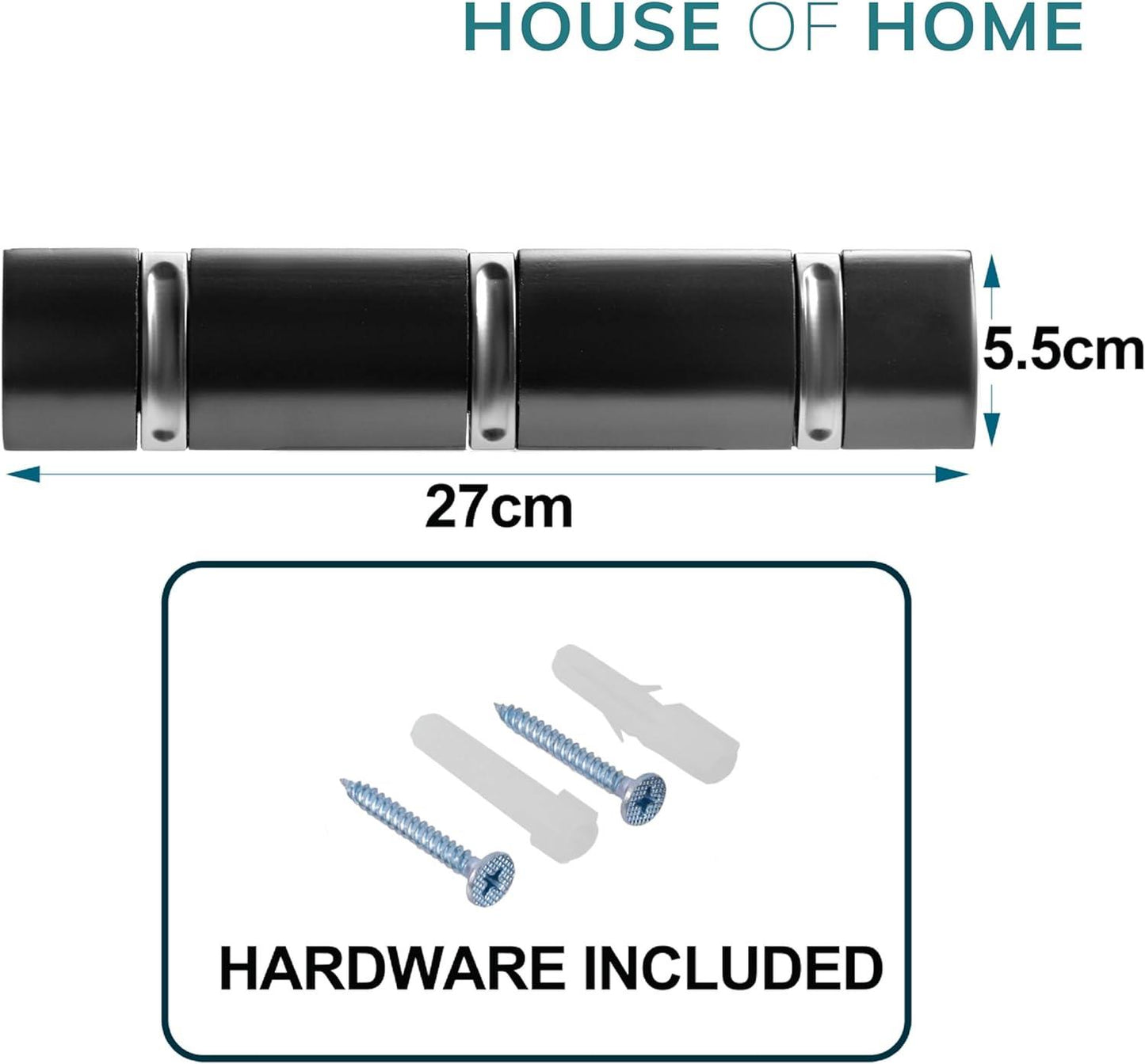 3 Door Hooks In Nickel On Black Mountable Board