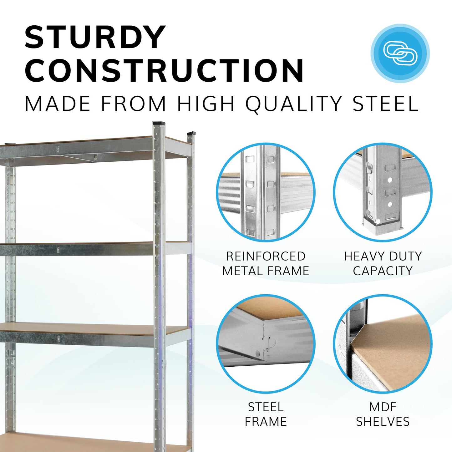 Boltless 5 Tier Shelving Racking Heavy Duty Steel Shelf Unit Shed Garage Home