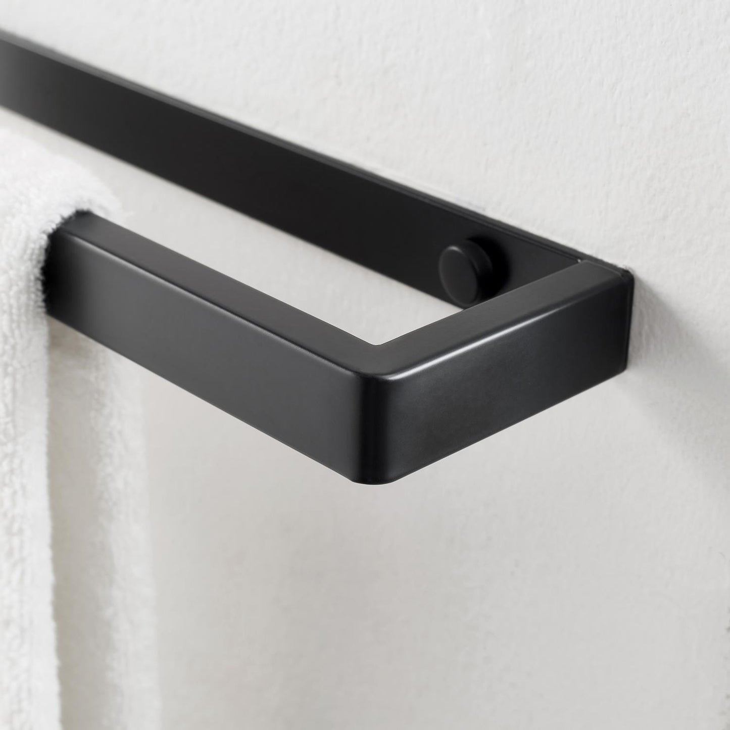 Wall Mounted Black Towel Holder 30cm Rectangle Rail