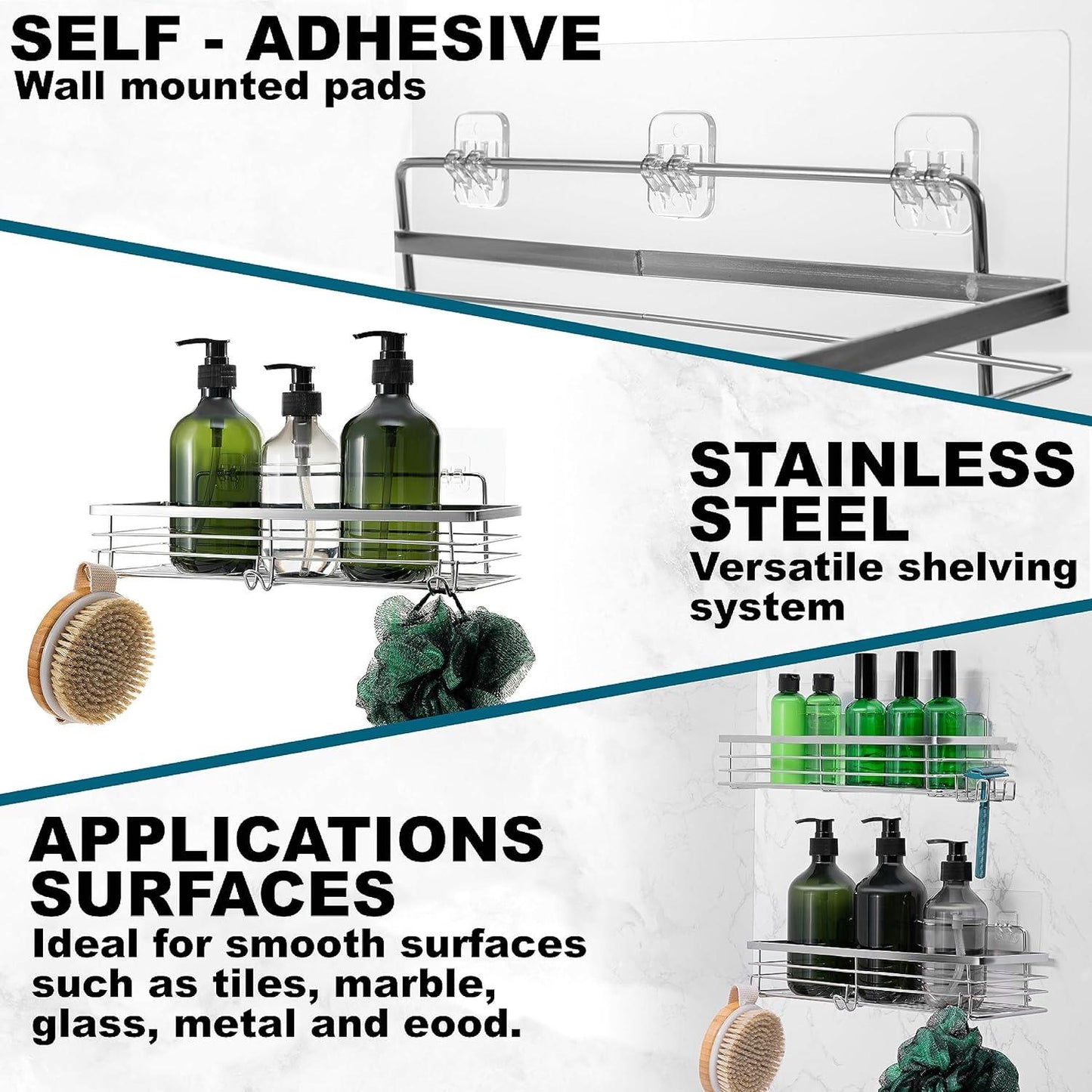 Set of 2 Stainless Steel Shower Caddy