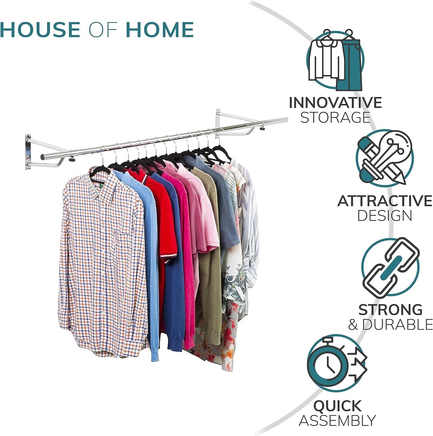 6ft Garment Rail In Chrome Plated