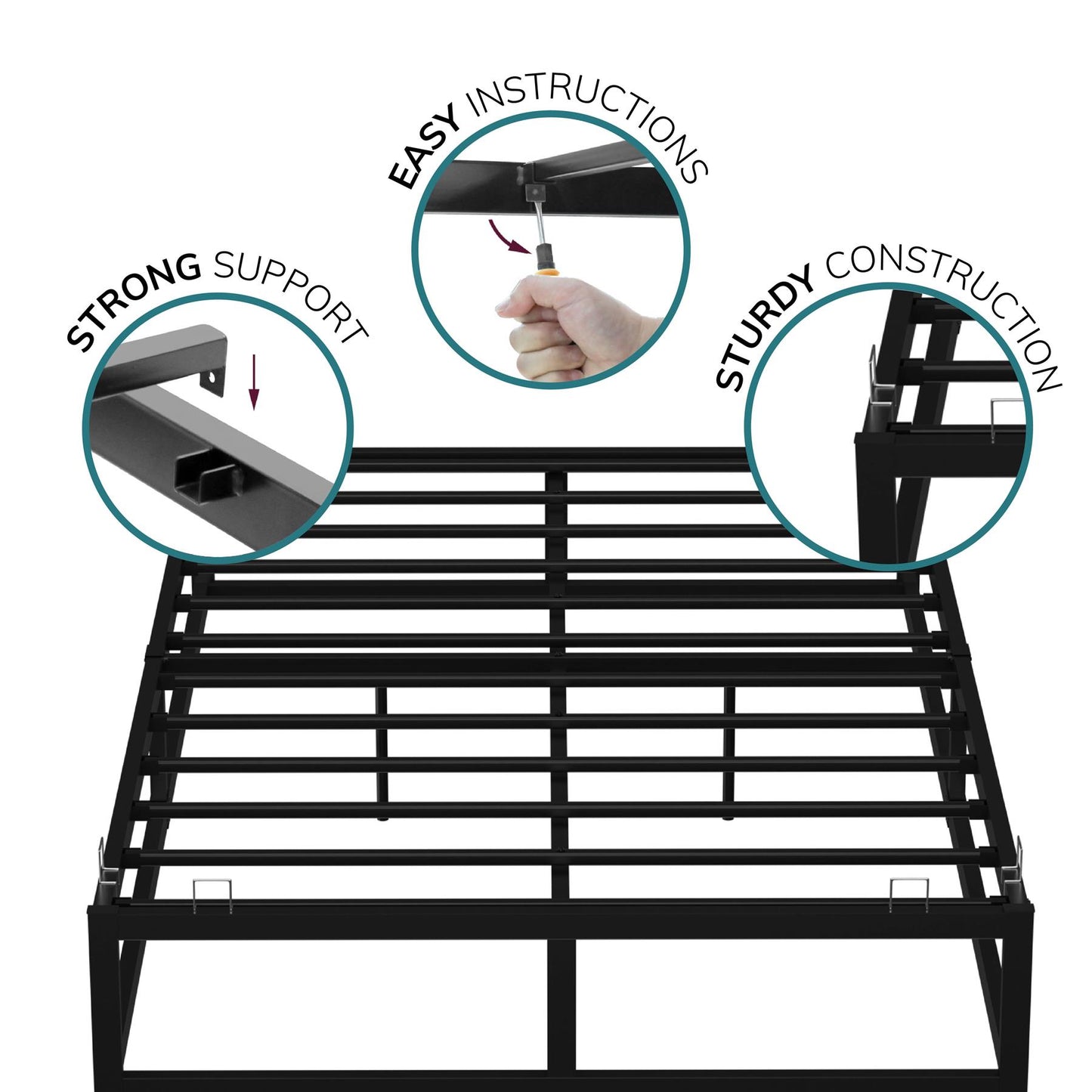 Double Metal Platform Bed Frame Square Tube