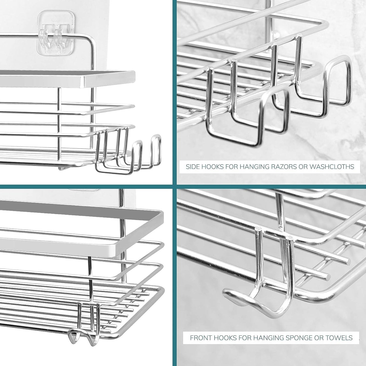 Set of 2 Stainless Steel Shower Caddy