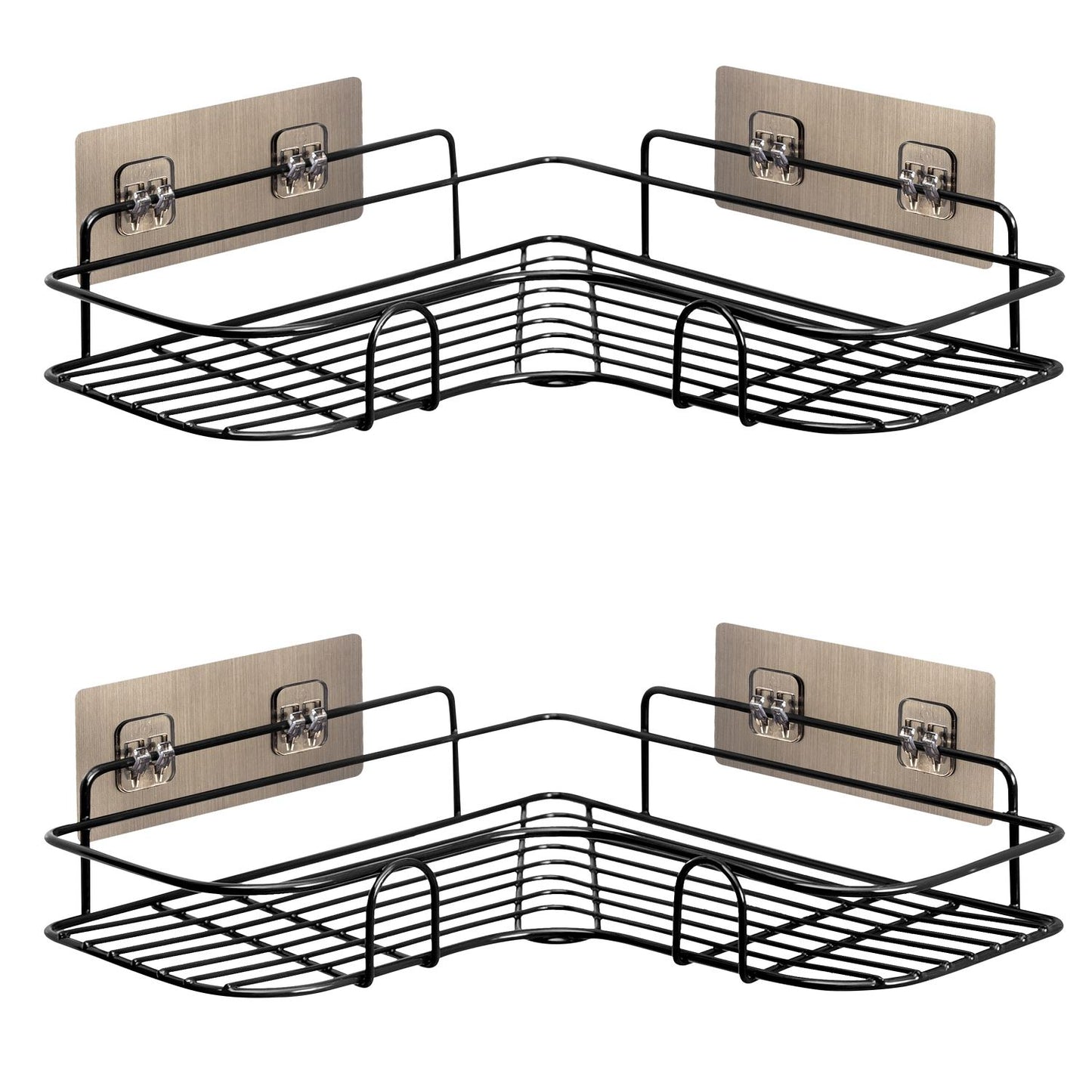 Set of 2 Corner Shower Caddy in Black Nano Coating