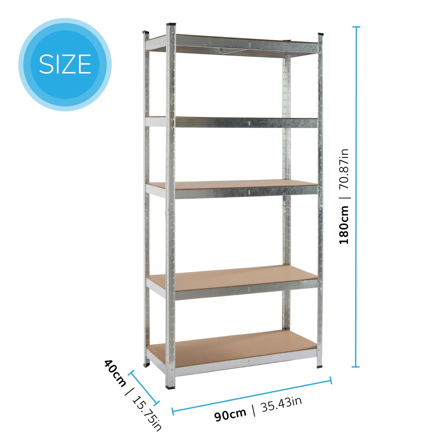 Boltless 5 Tier Shelving Racking Heavy Duty Steel Shelf Unit Shed Garage Home