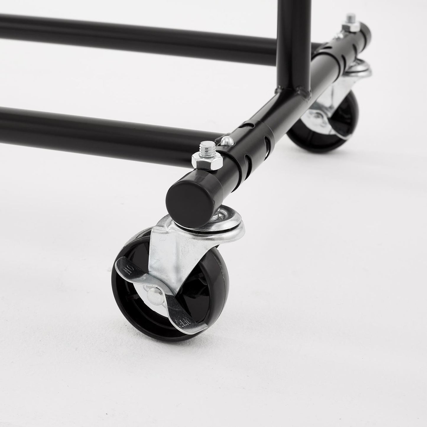 Heavy Duty Black Clothes Rail Adjustable Width Height with Shelf Locking Wheels