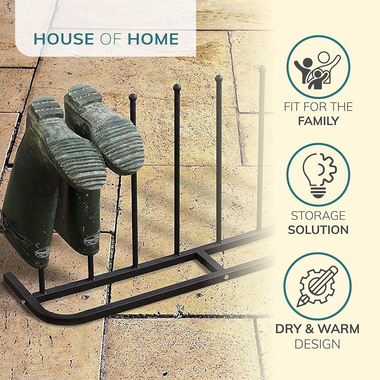 4 Pair Black Boot Shoe Welly Stand Storage Organiser