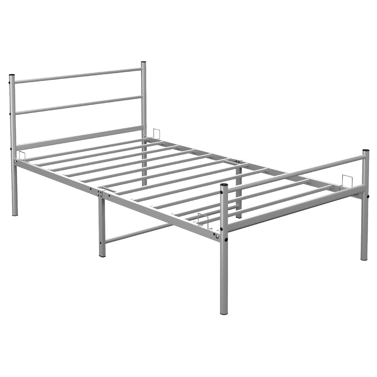 Extra Strong Single Metal Bed Frame Kid Adult Bedroom Silver Easy Assembly