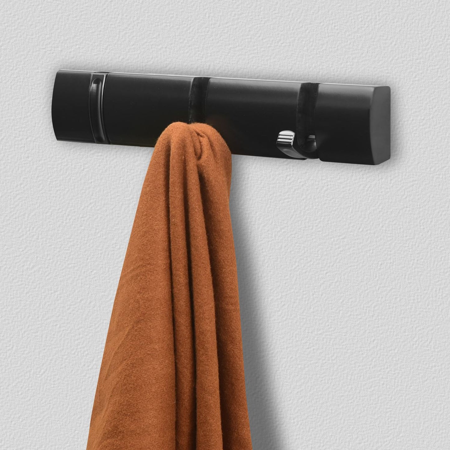 3 Door Hooks In Nickel On Black Mountable Board