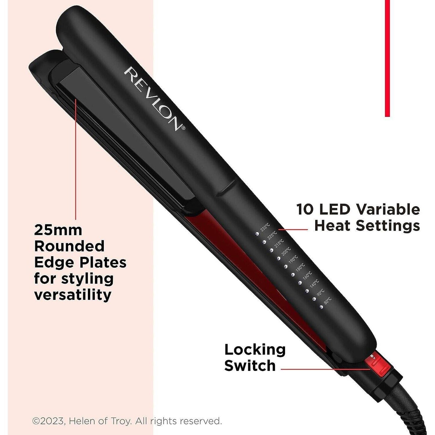 REVLON Smoothstay 25mm Coconut Oil-Infused Straightener + Travel Pouch