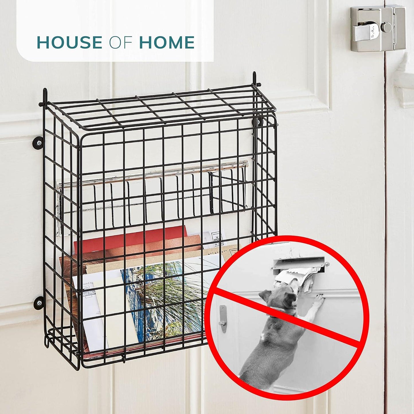 Black Letter Box Catcher Cage With Lift Up Lid