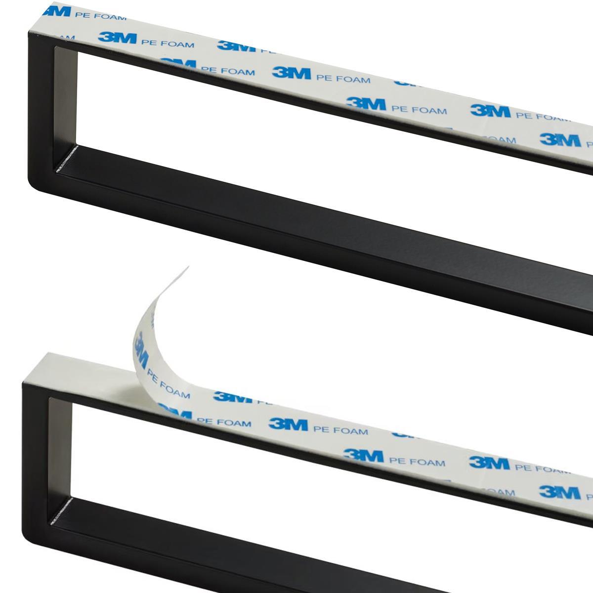Wall Mounted Black Towel Holder 30cm Rectangle Rail
