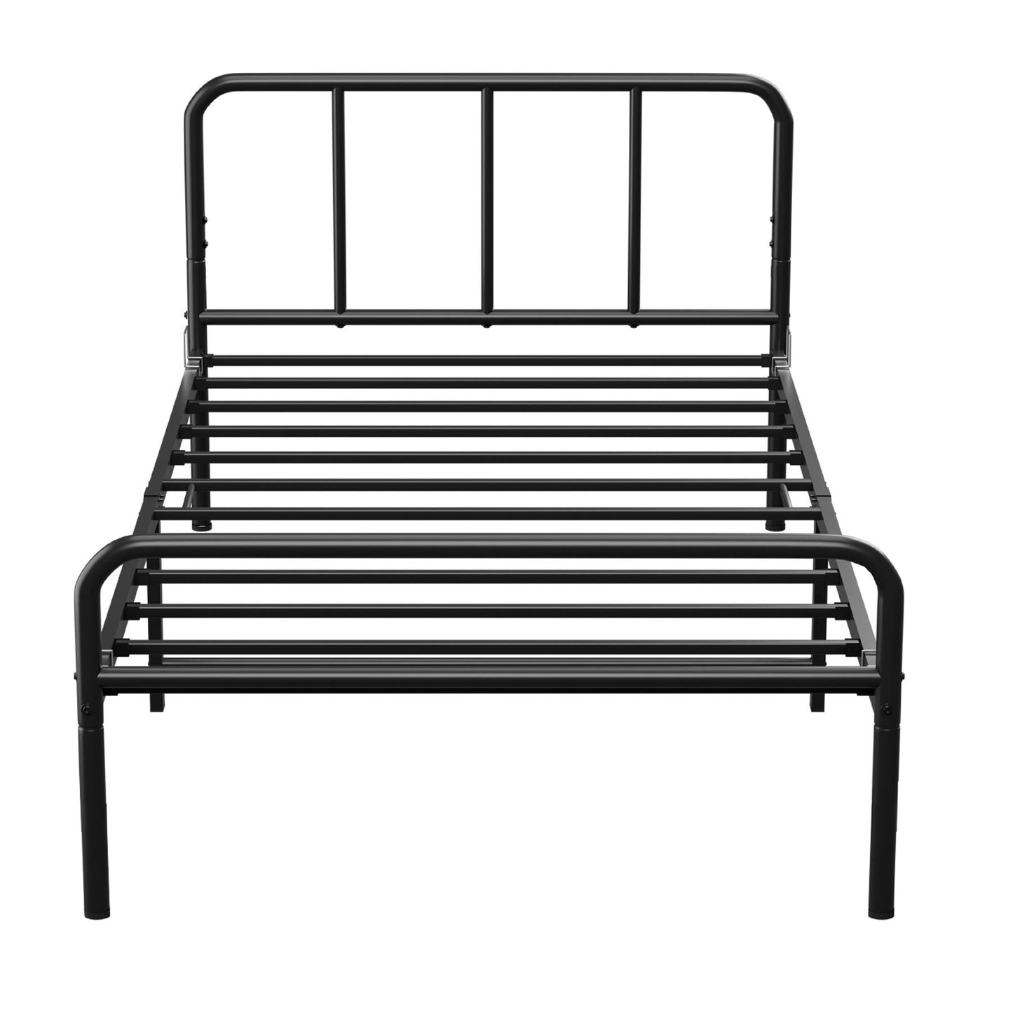 Single Bed Frame Metal Rounded Headboard Easy Assembly Under Bed Base Storage Space