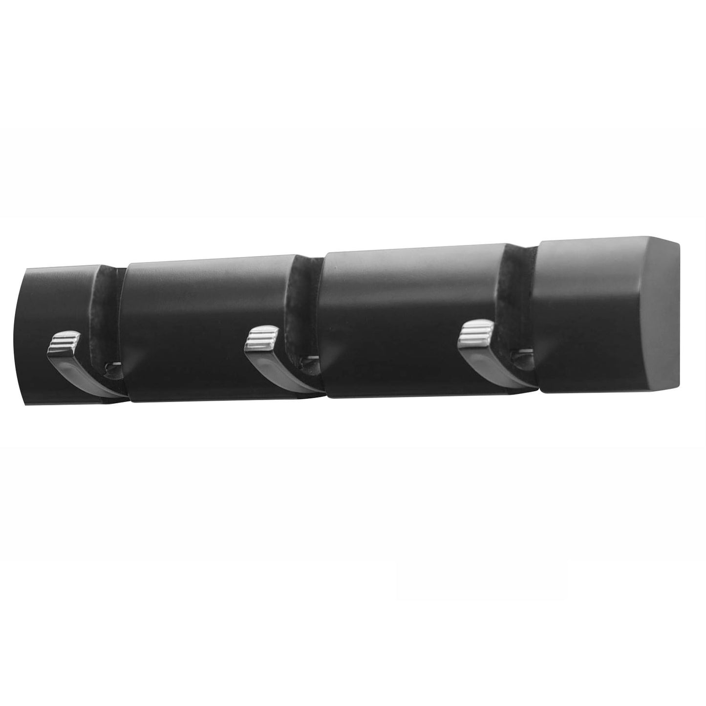 3 Door Hooks In Nickel On Black Mountable Board