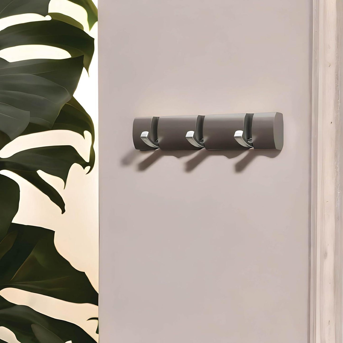 3 Door Hooks In Nickel On Grey Mountable Board
