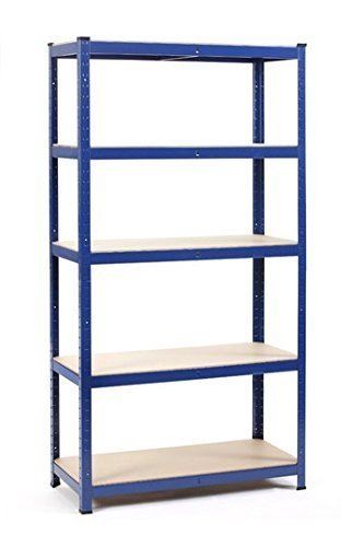 Heavy Duty Steel 5 Tier Racking & Storage Shelves or Workbench - Large 875kg Capacity (Blue)