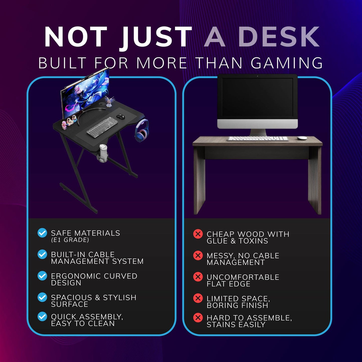Gaming / Computer Desk – Carbon Fibre Top Black – 80cm L x 60 D x 75 H