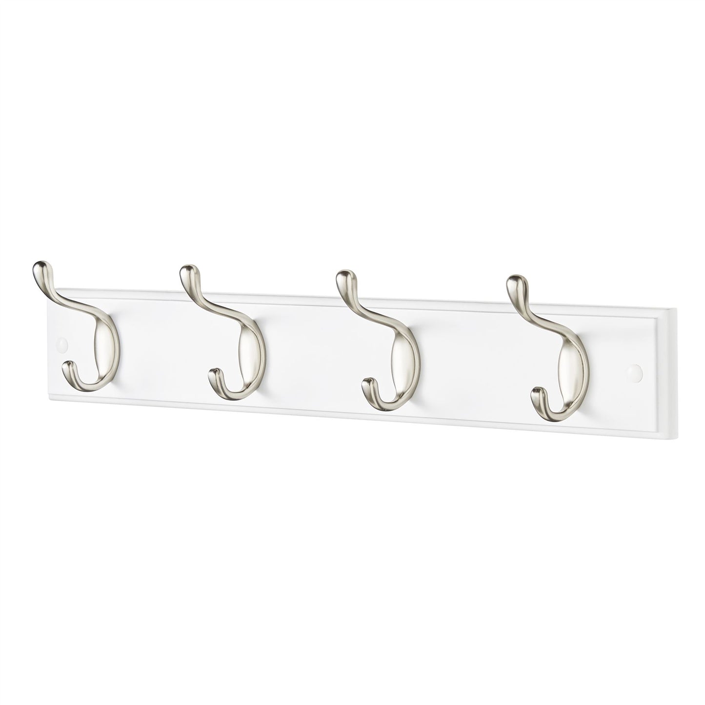 Quality Heavy Duty 4 Double Coat Hooks Wall Or Door Mountable White Wooden Board With FREE Fixings