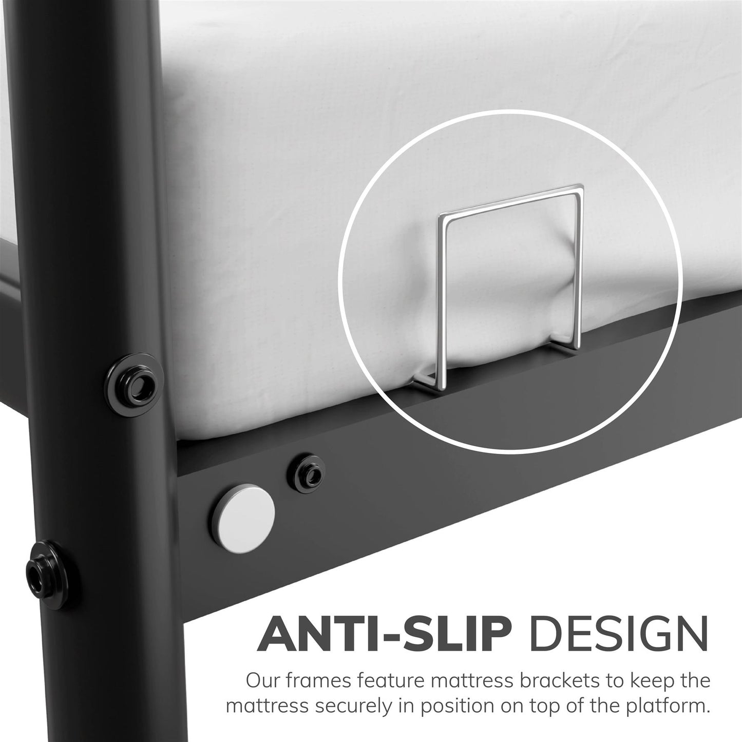 Double Size Bed Frame Metal Rounded Headboard Easy Assembly Bed Base Storage