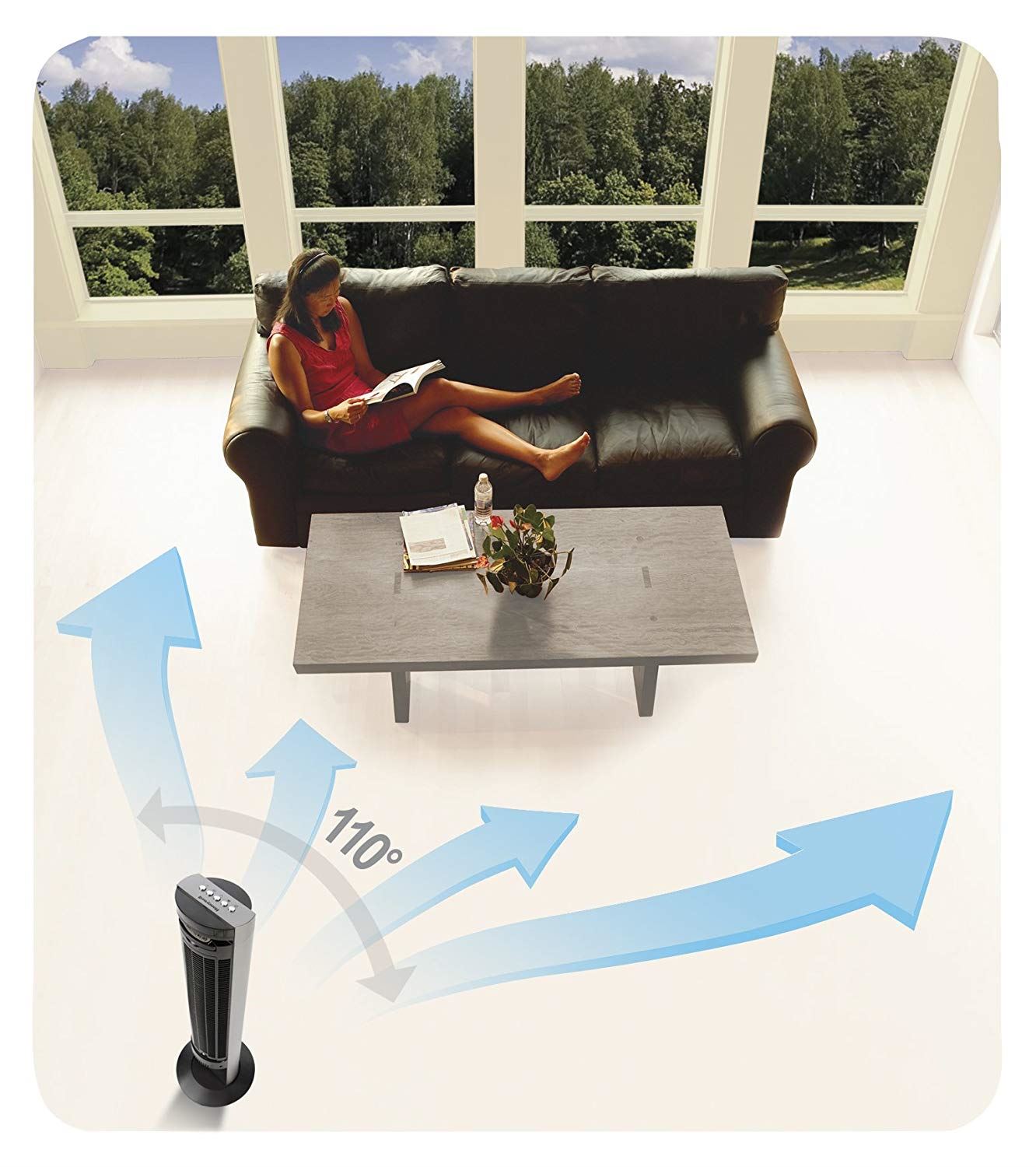 Honeywell Oscillating Tower Fan with Remote Control and Gliding Grill Function - Black