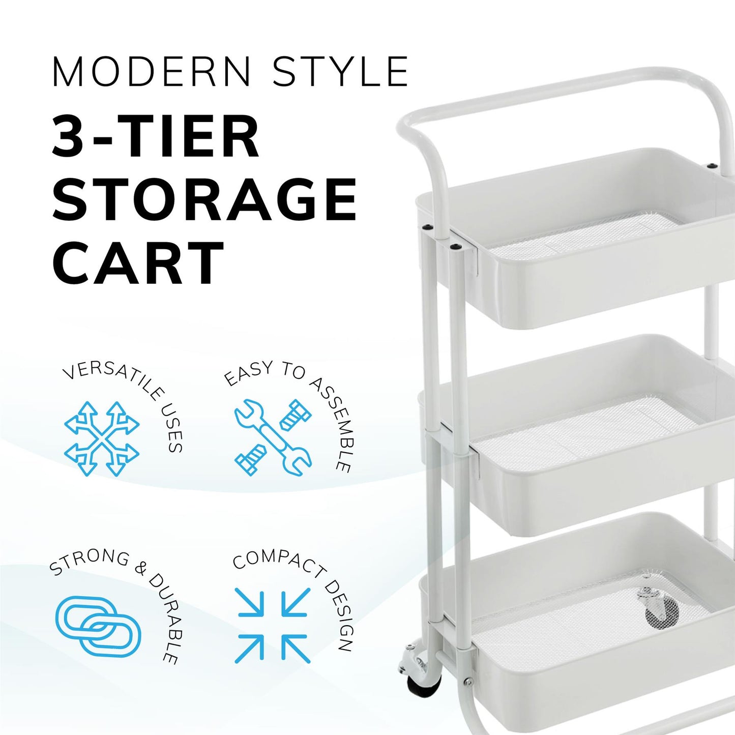 3 Tier Trolley White