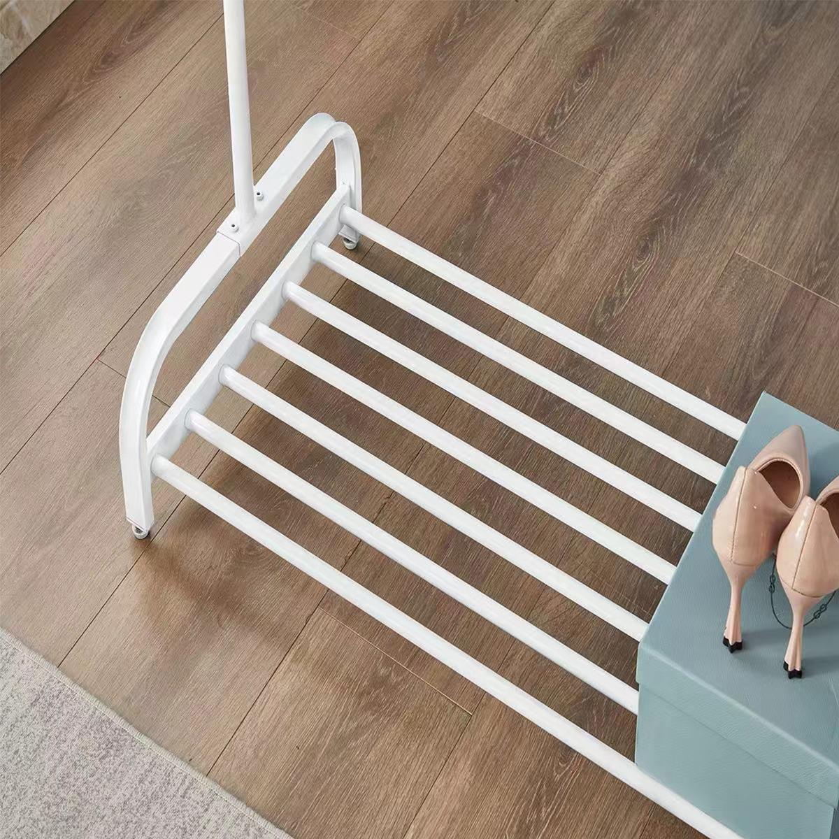 Clothes Rail Garment Rack With Shoe Storage Shelf Adjustable Feet Easy Build