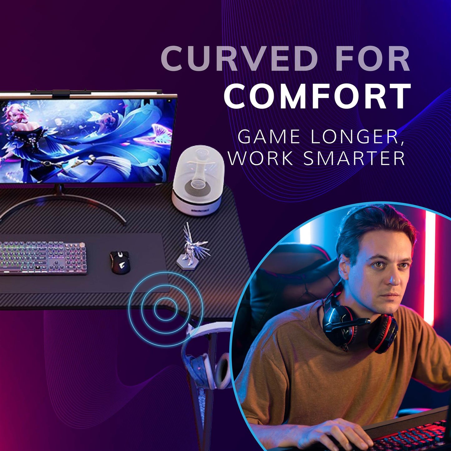Gaming / Computer Desk – Carbon Fibre Top Black - 118cm L x 60 D x 75 H