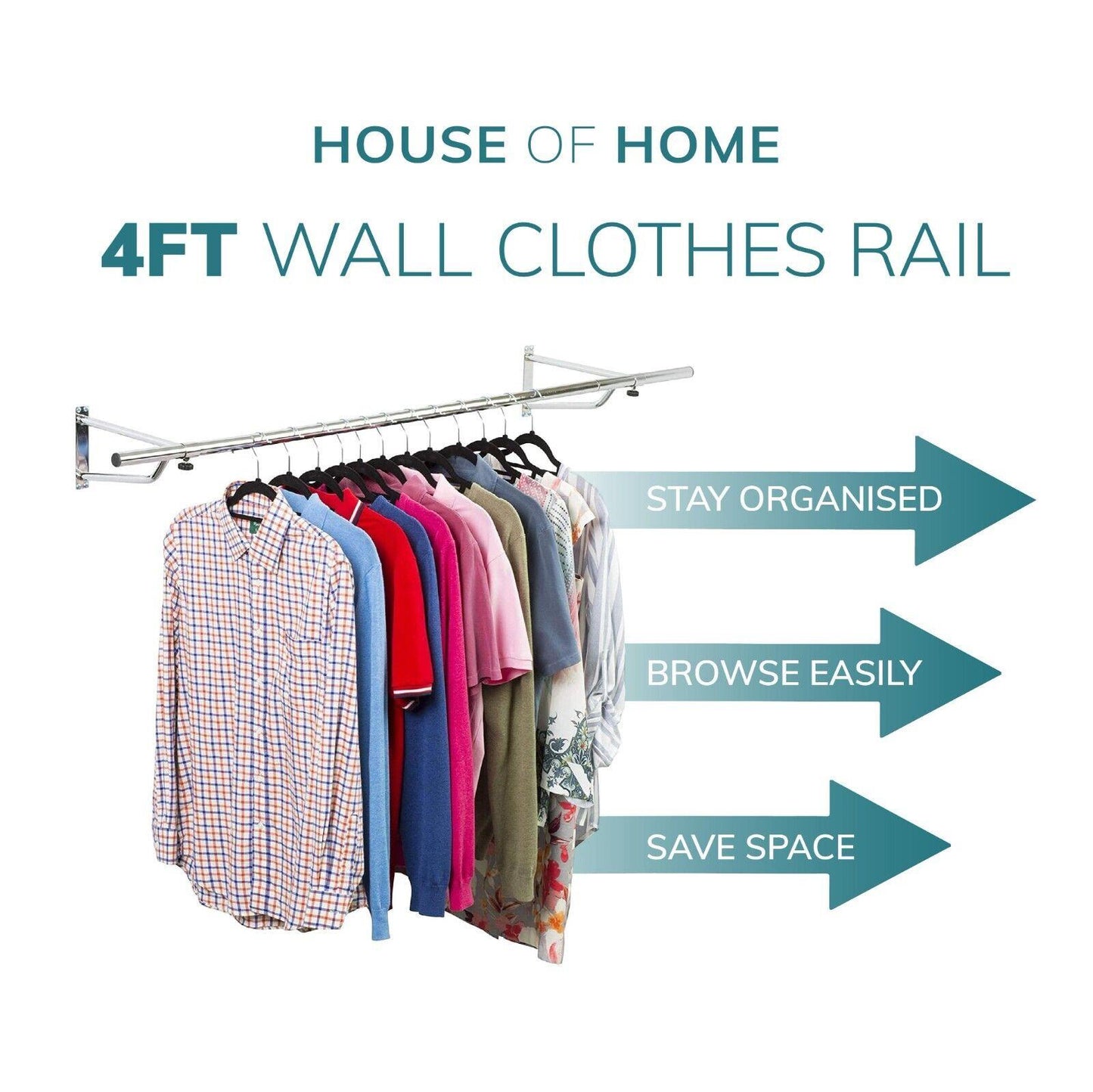 4ft Garment Rail In Chrome Plated
